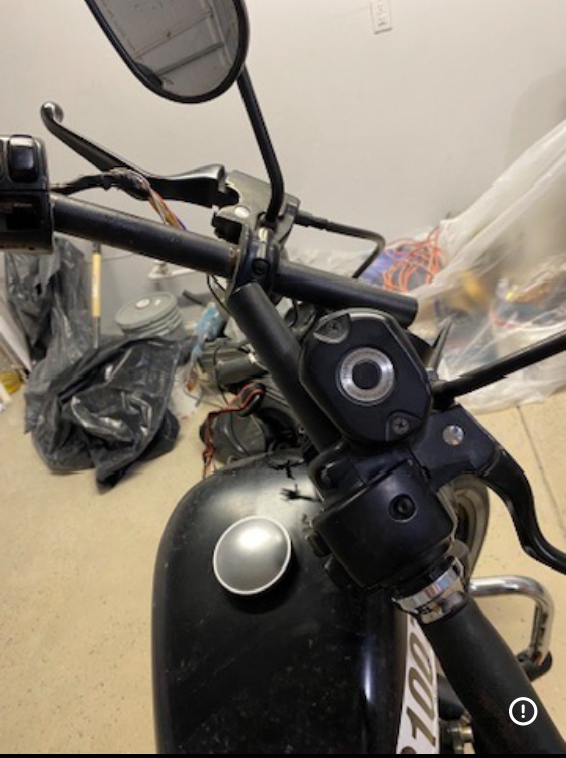 Harley Davidson — shredded ratchet strap still attached to frame