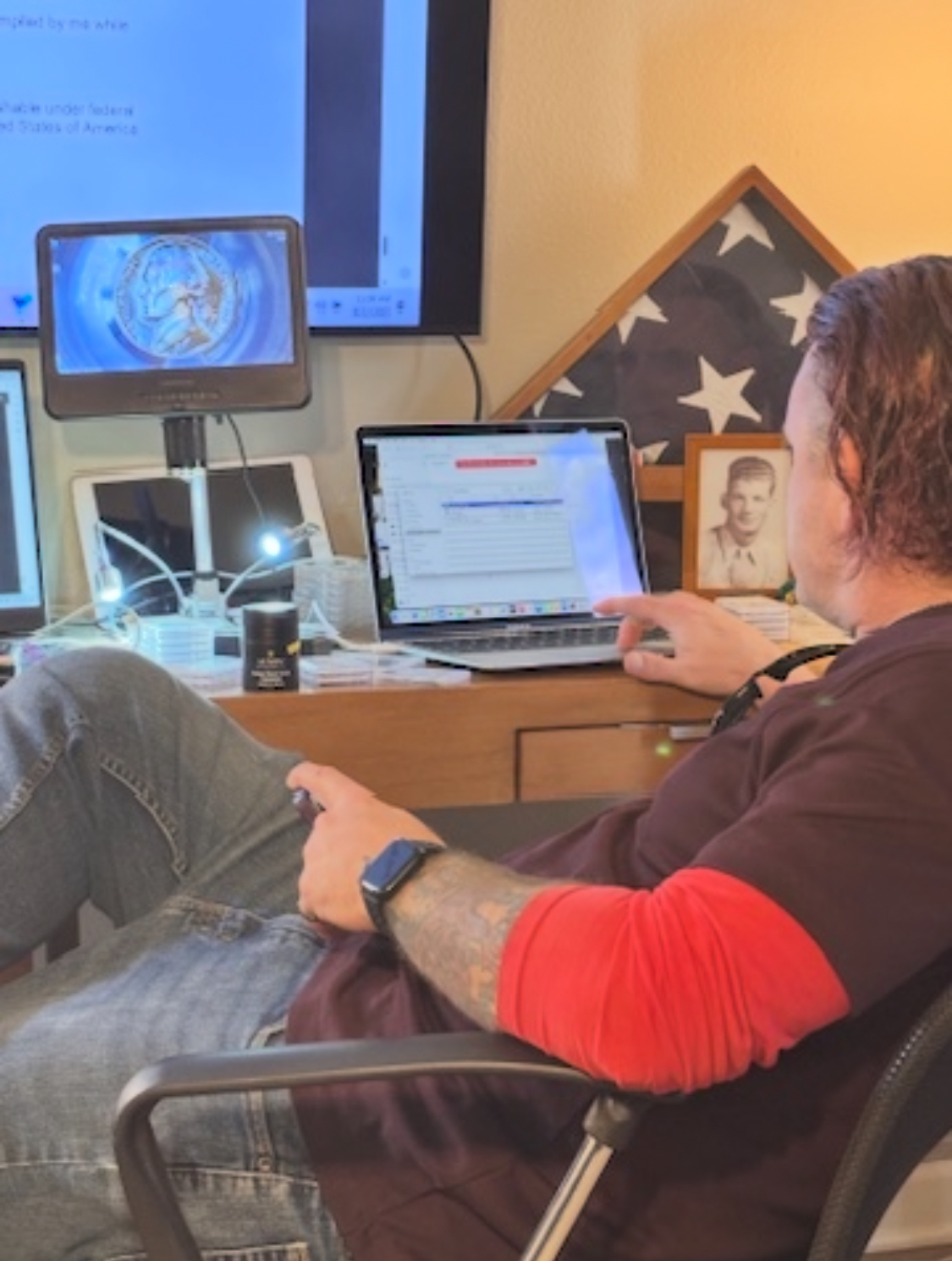 Joshua Markle — survivor — American flag — getting ready for MNM Coins launch