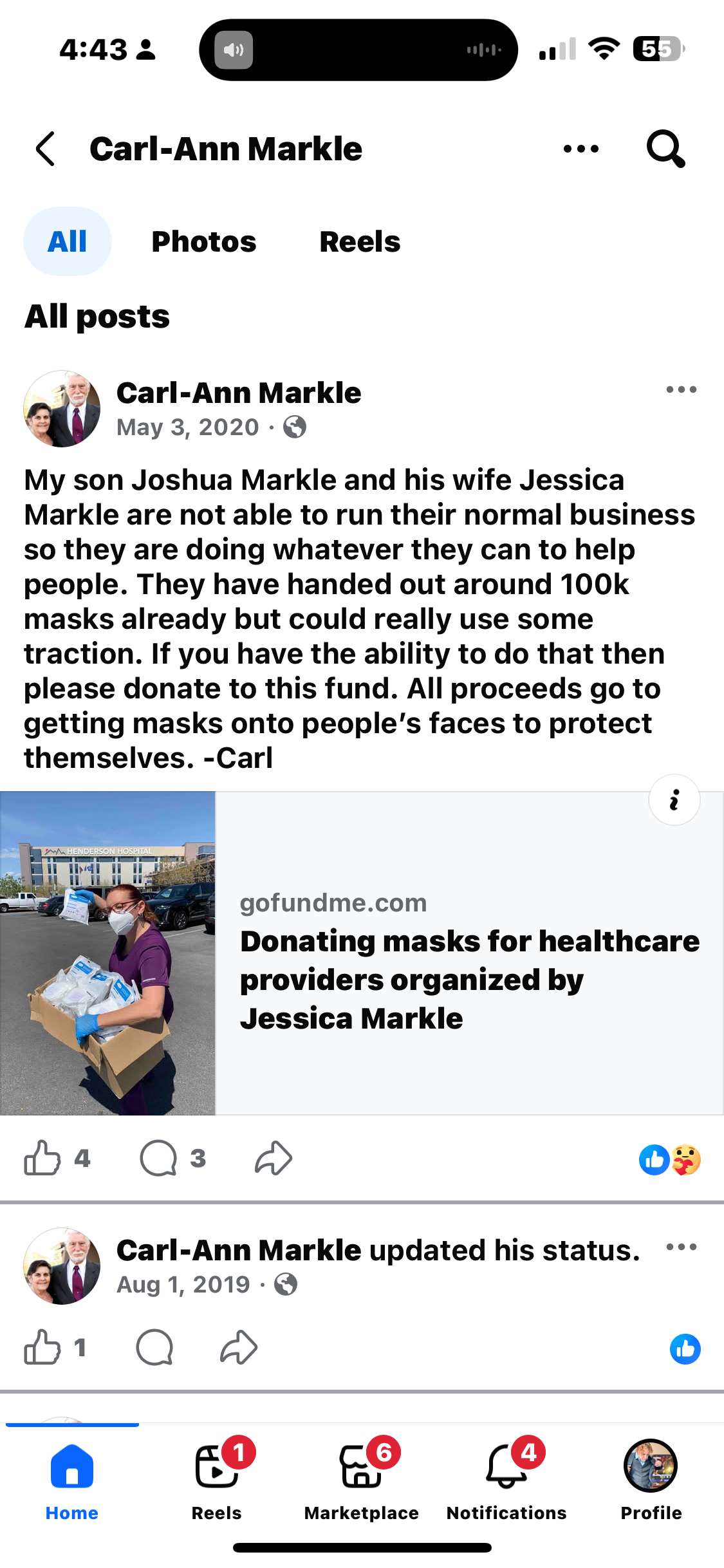 Carl-Ann Facebook post about Joshua and Jessica